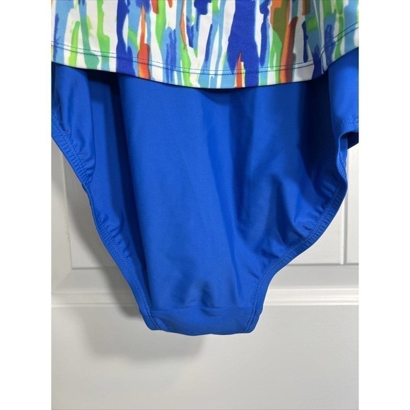 Ceeb Size 10 Women's 3 Tiered Ruffle Tankini Top One Piece Swimsuit- Multi Color - Picture 7 of 12